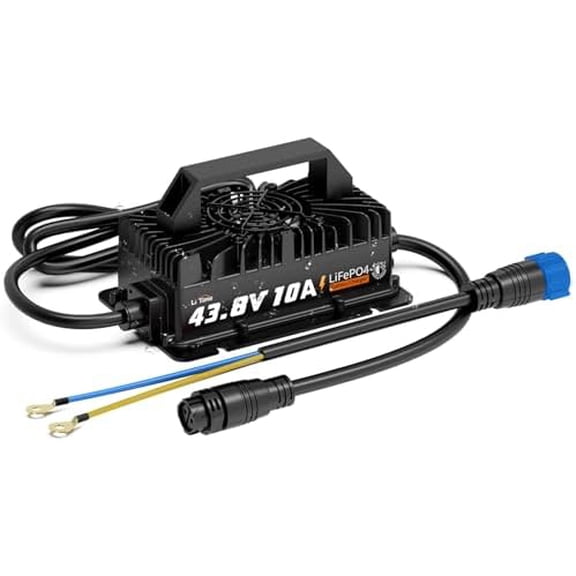 36V (43.8V) 10A Lithium Battery Charger, IP66 Waterproof AC-DC LiFePO4 Battery Charger Support 0V Wake Up, Overcharge & High-Temp Protection Trickle Charger for Golf Cart, RV, Boat