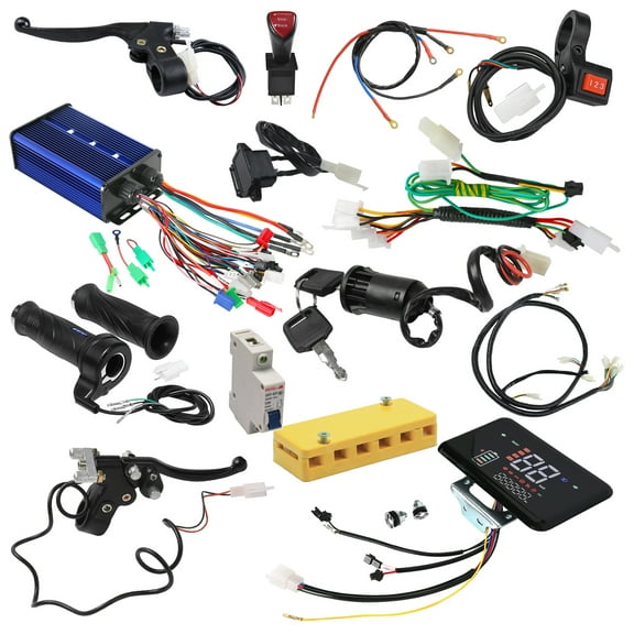 36V 48V 52V 60V 64V 72V 84V 45-60A 350W-3000W Brushless Motor Controller Kit with LCD Display, Throttle, Wiring, 3 Speed for Electric Bicycle Tricycle Scooter E-Bike ATV Quad Go Kart