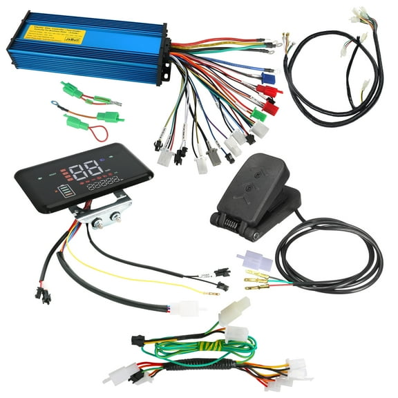 36V 48V 60V 72V 84V 1000W-2500W 40A-50A Brushless Motor Controller + LCD Display Panel Screen+ Wiring Harness + Foot Pedal for Electric Bicycle E Bike Scooter ATV Quad Buggy Go Kart