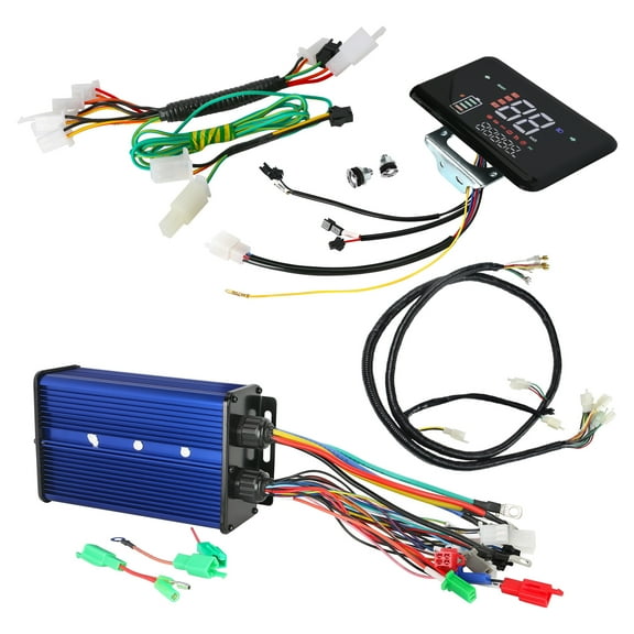 36V 48V 60V 72V 84V 350W-3000W 60A Brushless Motor Controller + LCD Display Panel Speedometer + Wiring Harness for Electric Bicycle E Bike Scooter ATV Quad Buggy Go Kart
