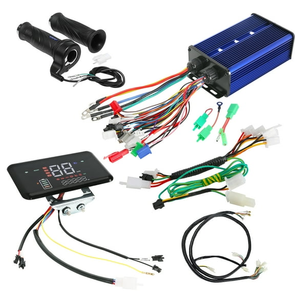 36V 48V 60V 72V 84V 350W-3000W 60A Brushless Motor Controller + LCD Display Panel Speedometer + Wiring Harness+ Twist Throttle for Electric Bicycle E Bike Scooter ATV Quad Buggy Go Kart