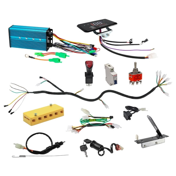 36V/48V/60V/72V Brushless DC Motor Speed Controller Kit with LCD Display, Wiring Harness, Key Lock & Accelerator Pedal, 2500W–5000WController for Go Kart ATV UTV Golf Cart Buggy Quad 4 Wheeler Trike