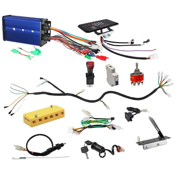 36V 48V 60V 72V Brushless Motor Controller Kit 45A60A Sine Wave 36V84V, 350W-3000W with LCD Display, Pedal Throttle, Reverse & 3 Speed Switch for Go Kart ATV Golf Cart Buggy Drift Trike Tricycle