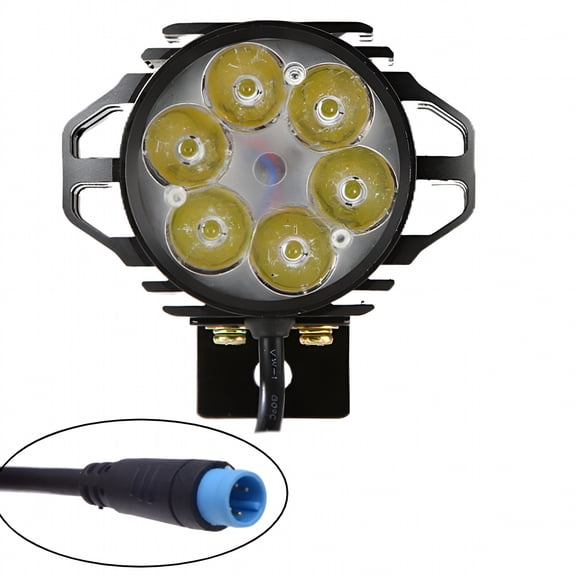 LADYGYM 36V 48V E-Bike Front Light with Horn, Waterproof LED Headlight for Electric Bicycle, Aluminum Alloy Headlamp with 4 Pin Plug for Night Riding, Commuting, Mountain and Road Cycling