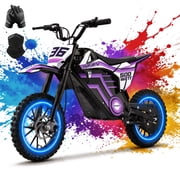 36V 500W Electric Dirt Bike for Teens 12+,IVFJFV Motorized Dirt Bikes with Dual Speed Mode & Max 15MPH,E Dirt Bike with F & R Disc Brakes & Triple Shock Absorption,All-Terrain Off-Road Tires,PURPLE