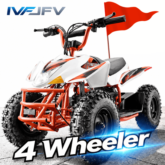 IVFJFV 36V Electric 4 Wheeler, Electric Four Wheeler with Rubber Tires, 500W Off-Road All-Terrain Featuring Dual Speed Adjust, Front Rear Shock Absorbers, Multiple Safety Protection Designs,ORANGE