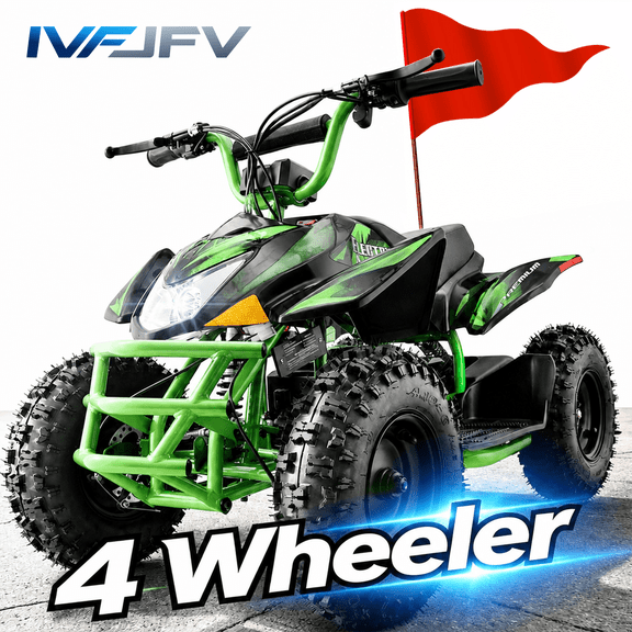 IVFJFV 36V Electric 4 Wheeler, Electric Four Wheeler with Rubber Tires, 500W Off-Road All-Terrain Featuring Dual Speed Adjust, Front Rear Shock Absorbers, Multiple Safety Protection Designs,GREEN