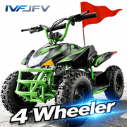 IVFJFV 36V Electric 4 Wheeler, Electric Four Wheeler with Rubber Tires, 500W Off-Road All-Terrain Featuring Dual Speed Adjust, Front Rear Shock Absorbers, Multiple Safety Protection Designs,GREEN