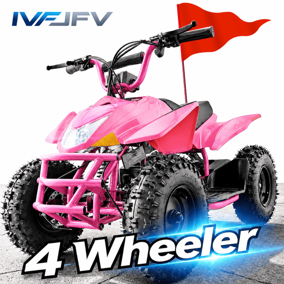 IVFJFV 36V Electric 4 Wheeler, Electric Four Wheeler with Rubber Tires, 500W Off-Road All-Terrain Featuring Dual Speed Adjust, Front Rear Shock Absorbers, Multiple Safety Protection Designs,PINK