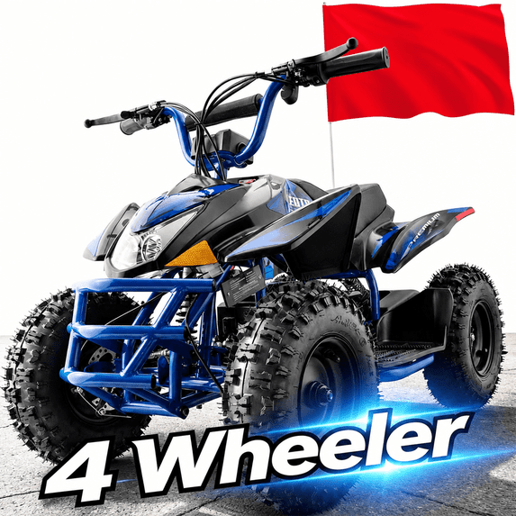 IVFJFV 36V Electric 4 Wheeler, Electric Four Wheeler with Rubber Tires, 500W Off-Road All-Terrain Featuring Dual Speed Adjust, Front Rear Shock Absorbers, Multiple Safety Protection Designs,BLUE