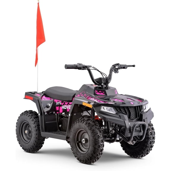 36V Electric 500W Motor 4-Wheeler with Front & Rear Suspension, IVFJFV Electric 4-wheel Off-Road Tires & Safety Flag & LED Headlights,Power Ride on Car for Age 8-14