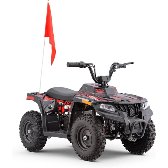 36V Electric 500W Motor 4-Wheeler with Front & Rear Suspension, IVFJFV Electric 4-wheel Off-Road Tires & Safety Flag & LED Headlights,Power Ride on Car for Age 8-14