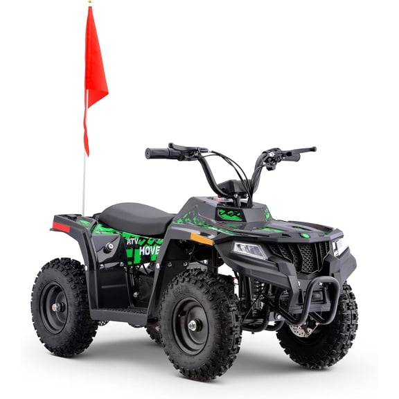 36V Electric 500W Motor 4-Wheeler with Front & Rear Suspension, IVFJFV Electric 4-wheel Off-Road Tires & Safety Flag & LED Headlights,Power Ride on Car for Age 8-14