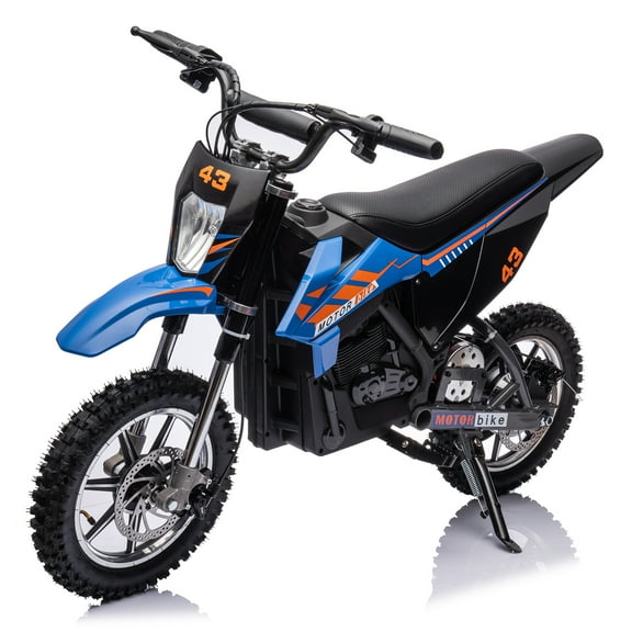 36V Electric Dirt Bike, Kids Ride on Motorcycle with LED Headlight, Leather Seat, Disc Brake