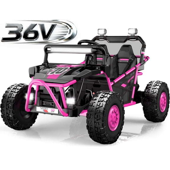 36V Electric Ride On Car for Big Kids, 2 Seater 36V Powered Electric Ride on Toy with Rear Wheel Spring Suspension, Bluetooth, Music, Max 8.7 MPH, Kids Electric Vehicle for Boys Girls Ages 6 , Pink