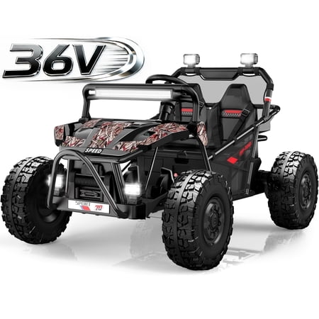 36V Electric Ride On Car for Big Kids, 2 Seater 36V Powered Electric Ride on Toy with Rear Wheel Spring Suspension, Bluetooth, Music, Max 8.7 MPH, Kids Electric Vehicle for Boys Girls Ages 6+, Black