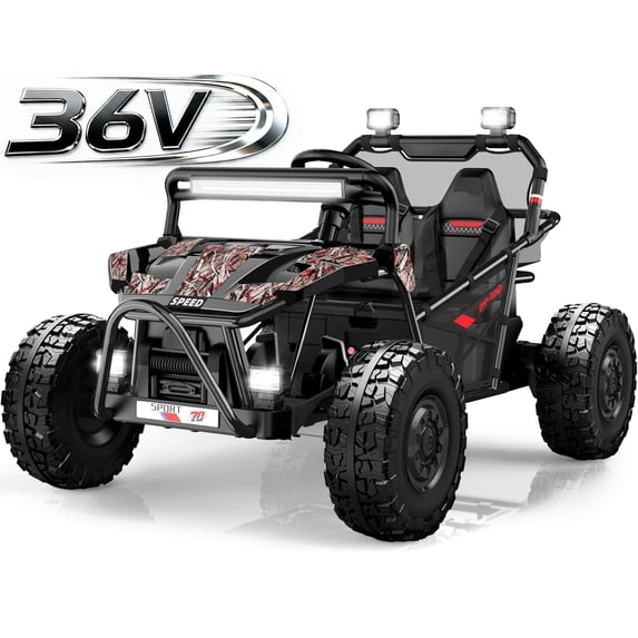 36V Electric Ride On Car for Big Kids, 2 Seater 36V Powered Electric Ride On Toy w/Rear Wheel Spring Suspension, Bluetooth, Music, Max 8.7 MPH, Kids Electric Vehicle for Boys Girls Ages 6+