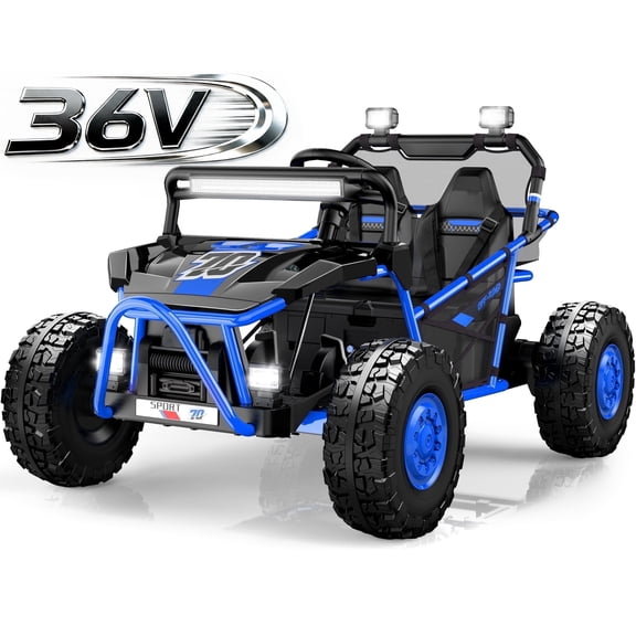 36V Electric Ride On Car for Big Kids, 2 Seater 36V Powered Electric Ride on Toy with Rear Wheel Spring Suspension, Bluetooth, Music, Max 8.7 MPH, Kids Electric Vehicle for Boys Girls Ages 6+, Blue