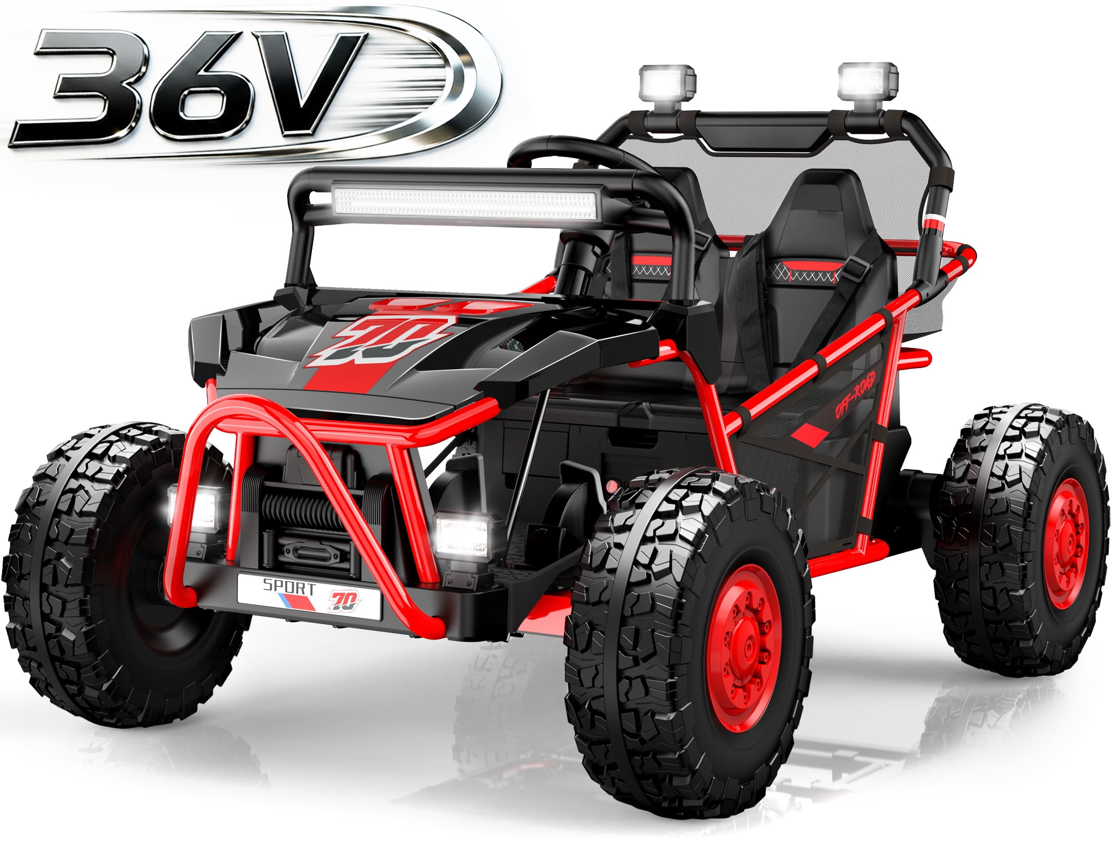 36V Electric Ride On Car for Big Kids, 2 Seater 36V Powered Electric Ride on Toy with Rear Wheel Spring Suspension, Bluetooth, Music, Max 8.7 MPH, Kids Electric Vehicle for Boys Girls Ages 6+, Red