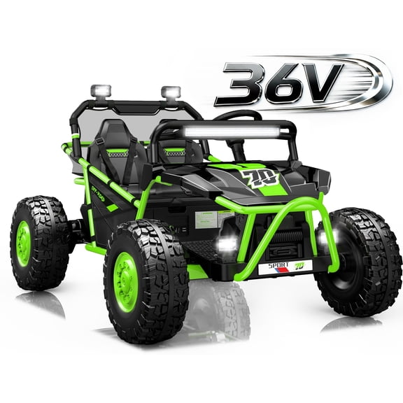 36V Electric Ride On Car for Big Kids, 2 Seater 36V Powered Electric Ride on Toy with Bluetooth, Music, Rear Wheel Spring Suspension, Max 8.7 MPH, Kids Electric Vehicle for Boys Girls Ages 6+, Green