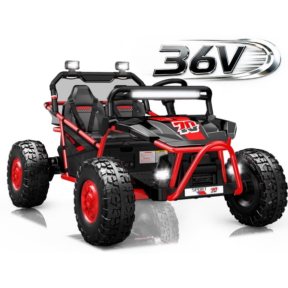 36V Electric Ride On Car for Big Kids, 2 Seater 36V Powered Electric Ride on Toy with Bluetooth, Music, Rear Wheel Spring Suspension, Max 8.7 MPH, Kids Electric Vehicle for Boys Girls Ages 6+, Red