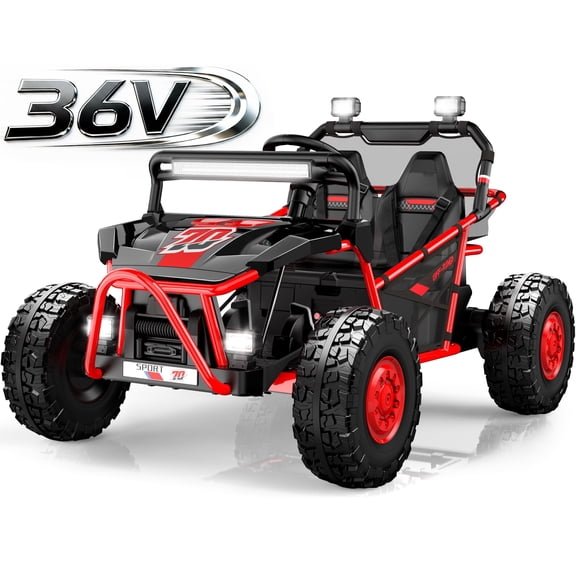 36V Electric Ride On Car for Big Kids, 2 Seater 36V Powered Electric Ride on Toy with Rear Wheel Spring Suspension, Bluetooth, Music, Max 8.7 MPH, Kids Electric Vehicle for Boys Girls Ages 6+, Red