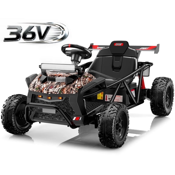 36V Ride On Car for Big Kids, Battery Powered Ride on Toy with Bluetooth, Music, Rear Wheel Spring Suspension, Max 9.3 MPH, Kids Electric Vehicle for Boys Girls