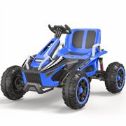 36V Electric Ride on Car, 4WD 4-Wheeler with LED Headlights, Max Speed 9 MPH, Powered Ride on Toys for Ages 6+, Blue