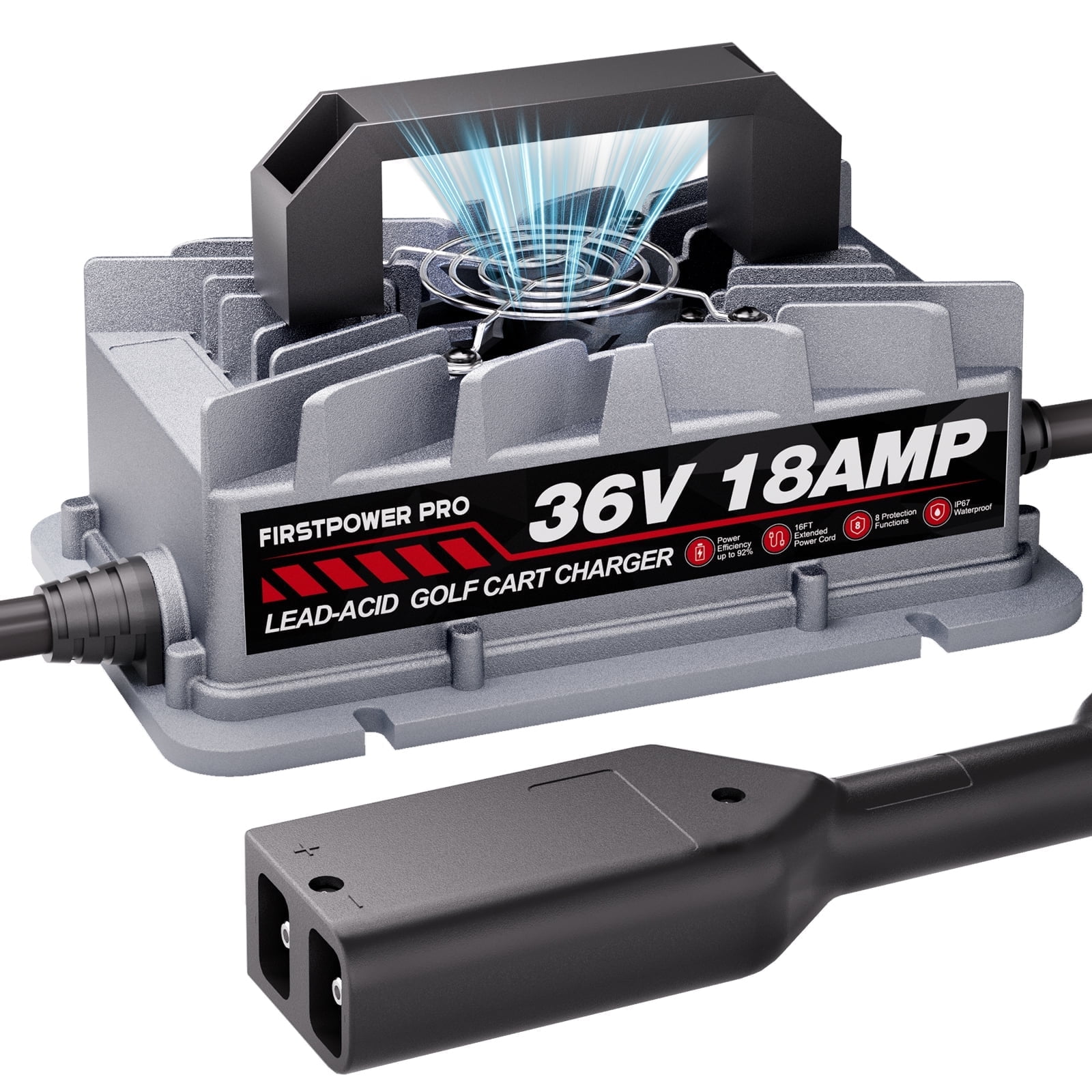 36V Golf Cart Charger for EZGO TXT & Medalist - 18A 750W Smart Charger with Auto Shutoff & Waterproof Design