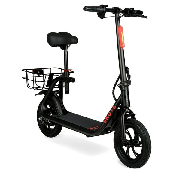 This Hyper Bicycles 36V Seated Electric Scooter features sturdy 12-inch wheels, a 250W Motor, and reaches up to 15.5 mph. Ideal for riders ages 13 and older.