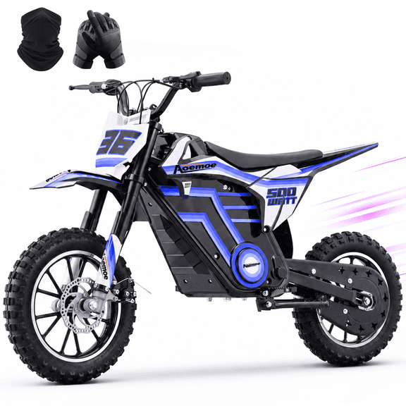 36V Kids Electric Dirt Bike,Fast Speed Electric Motorcycle Up to 15 MPH & 10 Miles Long-Range, Twist Grip Throttle, Dual Suspension & Brakes for Kids Ride on Toys, Blue