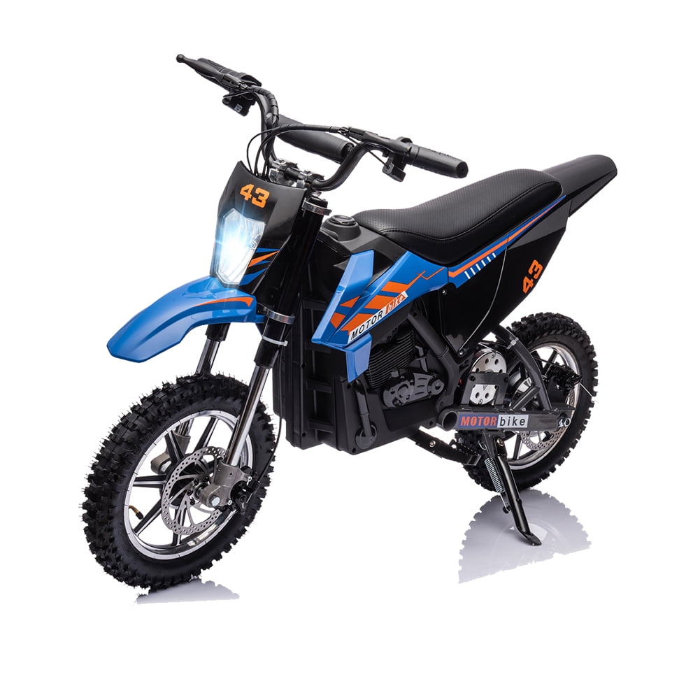 36V Kids Electric Dirt Motorcycle,Kids Ride on Off-Road Motorcycle with LED Headlight, Leather Seat,Front+Back Brake,Up to 15.5MPH,for Kids Ages 14+(Below 175lb)