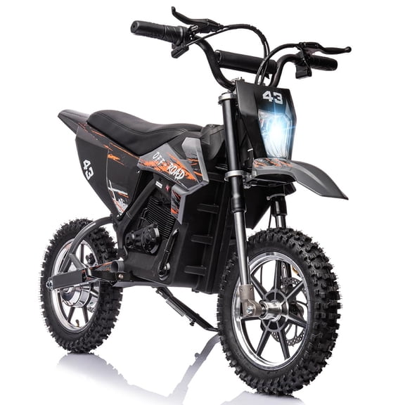 36V Kids Electric Dirt Motorcycle,Kids Ride on Off-Road Motorcycle with LED Headlight, Leather Seat,Front+Back Brake,Up to 15.5MPH,for Kids Ages 14+(Below 175lb)