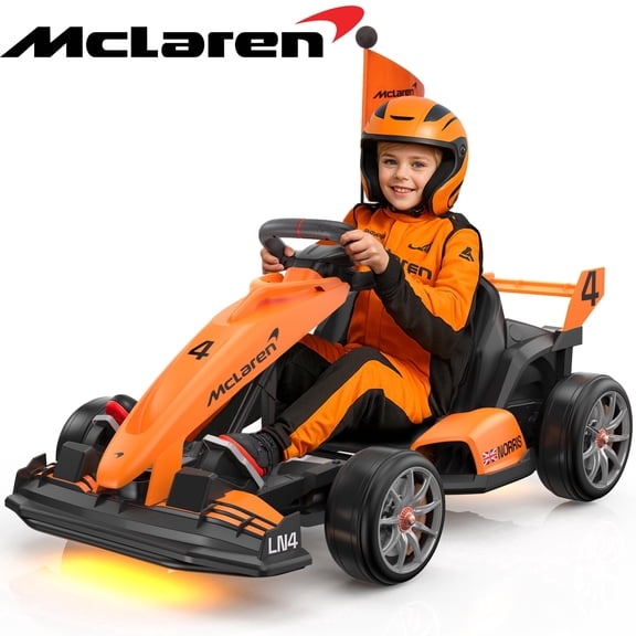 36V Electric Go Kart for Kids, McLaren Powered Drift Racing Go Cart W/ 500W Motor, Adjustable Seat, Kids Race Pedal Ride on Car Toy for Boy Girl