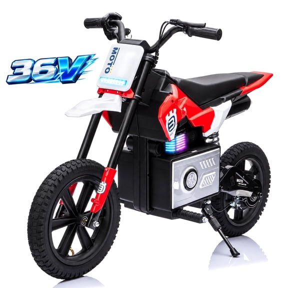 36V Kids Electric Motorcycle, 500W Ride On Bike for Big Kids Ages 6-12, 15.5 MPH, 14" Inflatable Tires, Twist Grip Throttle, Rear Spring Suspension, Key Start, Bluetooth, Red