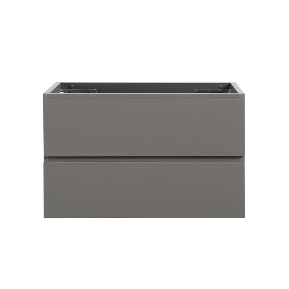 -36W-102,Wall mount cabinet WITHOUT basin,Gray color, With two drawers, Pre-assembled