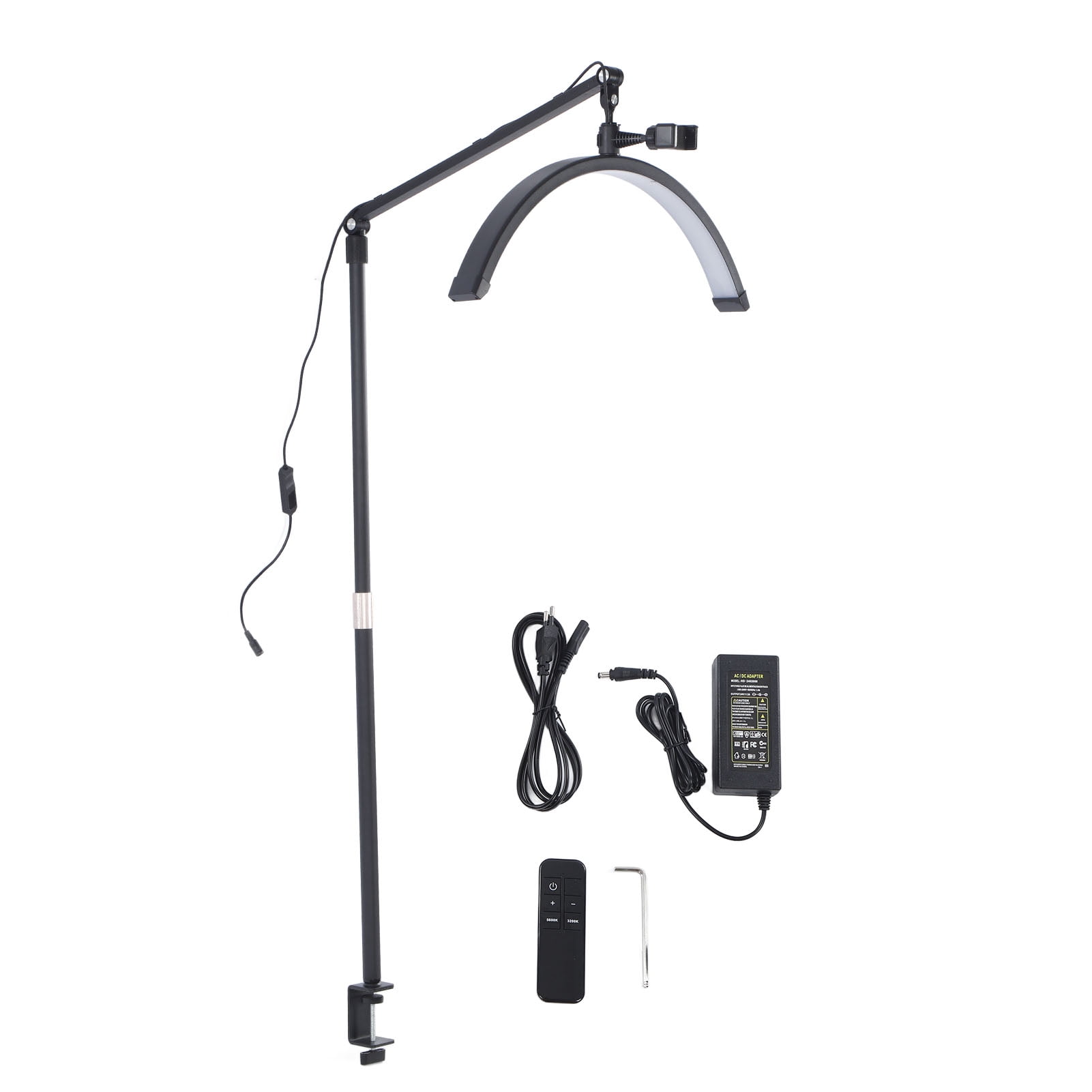 36W 23inch Desktop LED Light 3200K5600K Half Moon Shaped Eyelash Beauty Lamp with Remote Control Black 100240V EU Plug