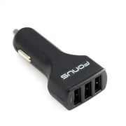 36W 4.8Amp 3-Port Fast USB Car Charger Power Adapter with Smart Detect Compact [Black] Compatible With iPhone XS Max XR SE 7 Plus 6S Plus 6 Plus 5S 5C 5, iPad 9.7 4 3 2 W4K
