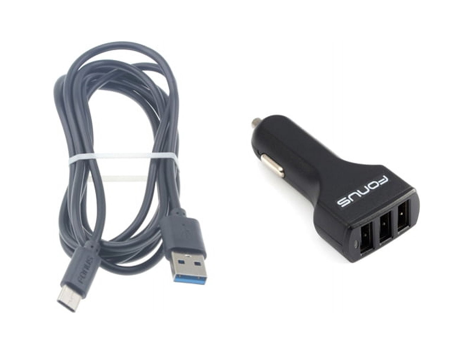 36W Car Charger for Nokia G400 5G Phone - 3-Port USB 4.8A Type-C Cable 6ft Power Adapter W1Y Compatible With Nokia G400 5G Model