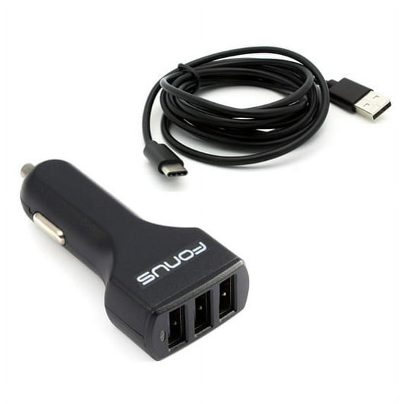 36W Car Charger for Galaxy A30s/A10s/A10e/A02s - 3-Port USB 4.8A Type-C Cable 6ft Power X9A Compatible With Samsung Galaxy A30s/A10s/A10e/A02s