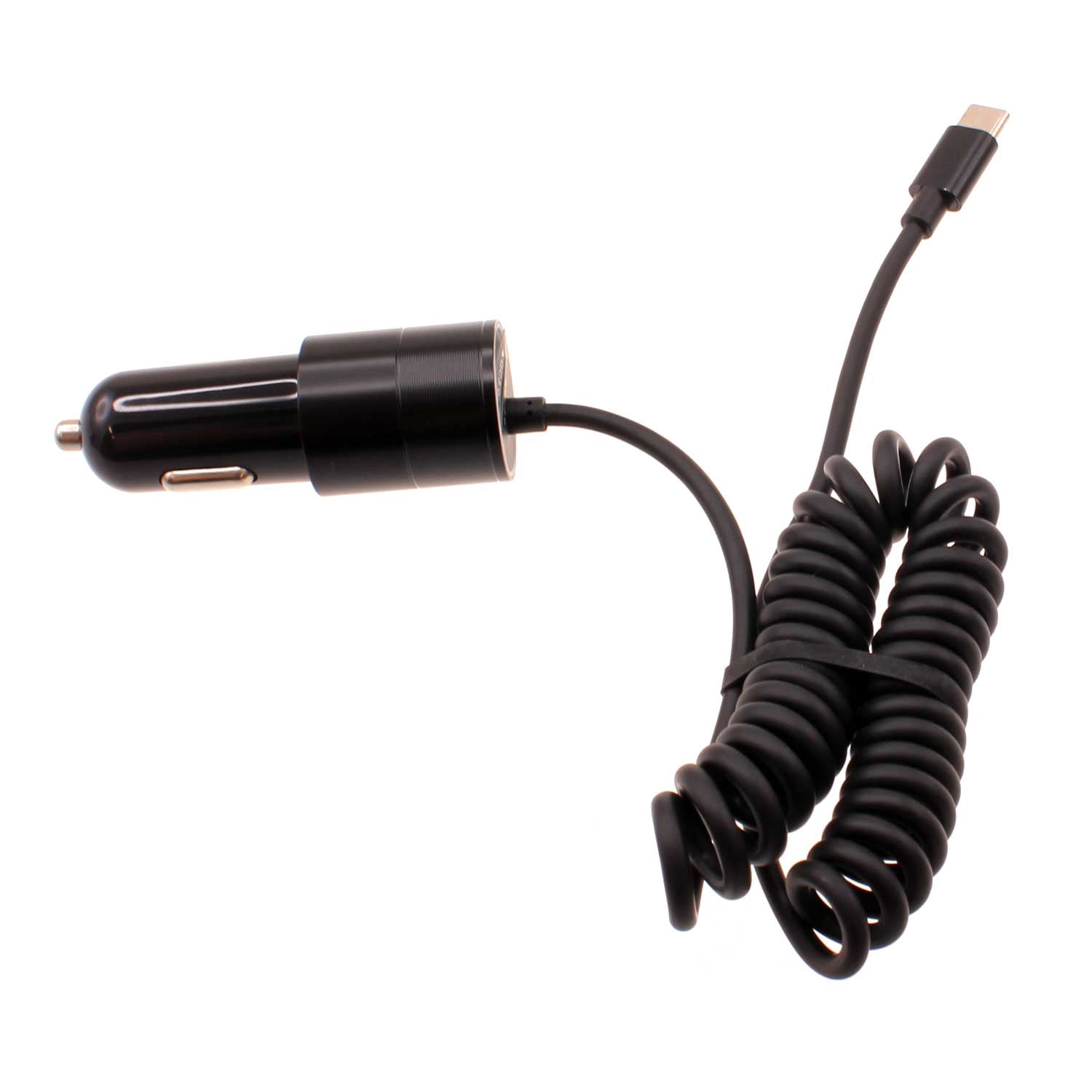 36W Fast Car Charger Compatible With Motorola Moto G Play (2021,2023,2024,2026) - USB-C Power Adapter Coiled Type-C Cable Extra USB Port DC Socket