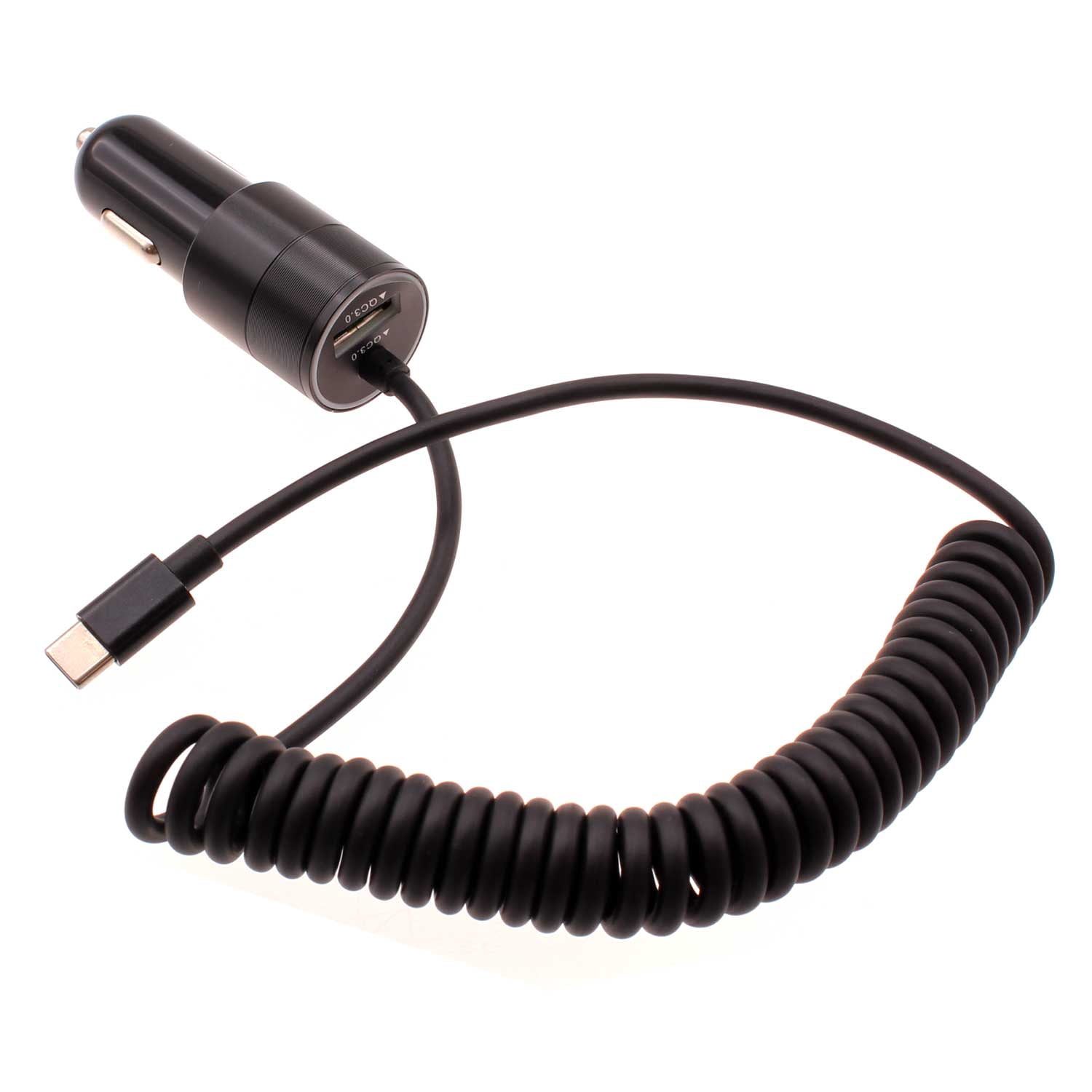 36W Fast Car Charger USB-C for Samsung Galaxy A05/A13 5G/A14 5G/A23 5G/A33 5G/A53 5G/A73 5G - Power Adapter Coiled Type-C Cable Extra USB Port DC Socket Quick Charge