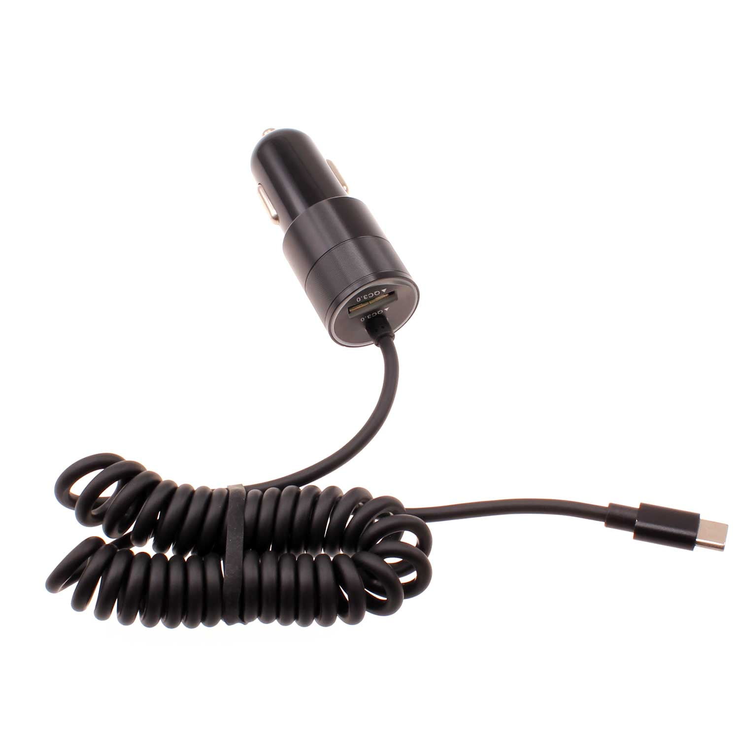 36W Fast Car Charger USB-C for Samsung Galaxy S23/FE/Plus/Ultra/S24/FE/Plus/Ultra - Power Adapter Coiled Type-C Cable Extra USB Port DC Socket Quick Charge