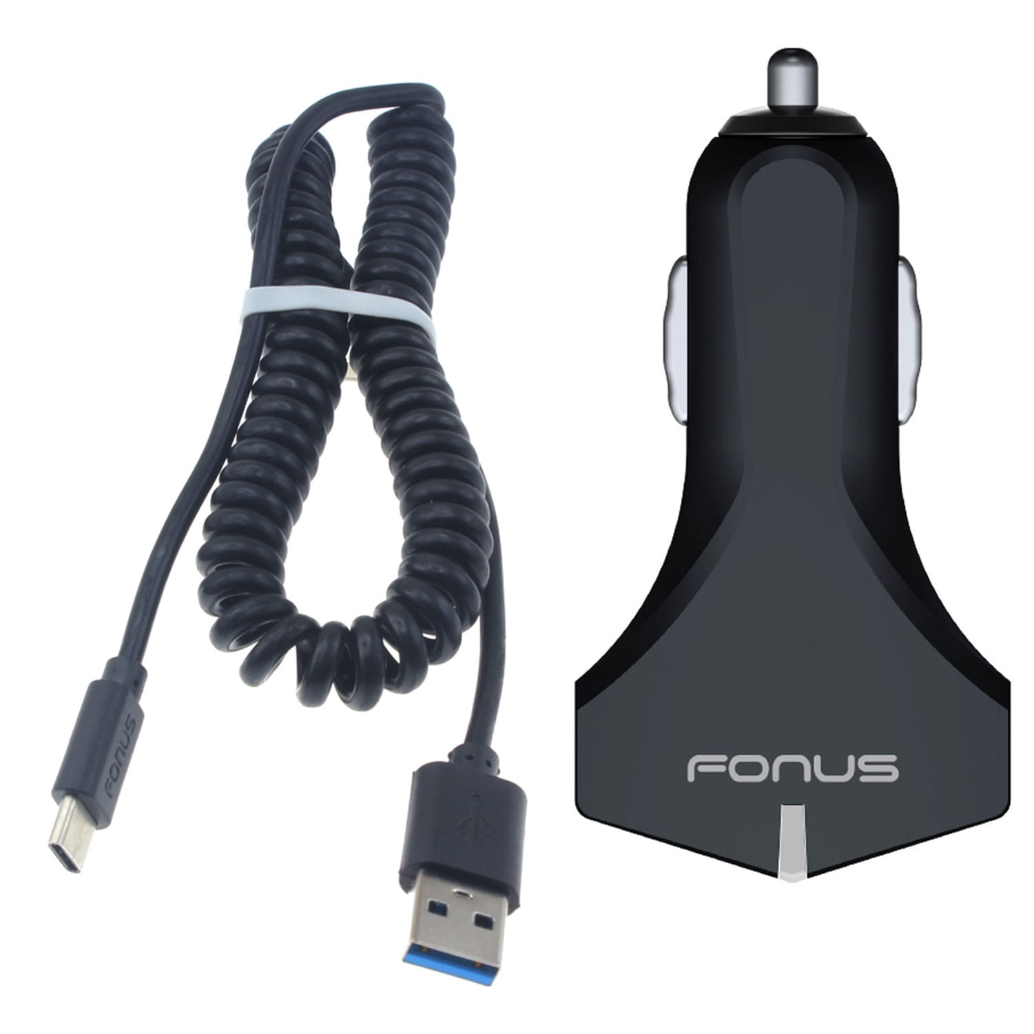 36W Fast Car Charger for Nokia G400 5G Phone - 2-Port USB Coiled Cable Type-C Quick Charge DC Socket Power R1W Compatible With Nokia G400 5G Model
