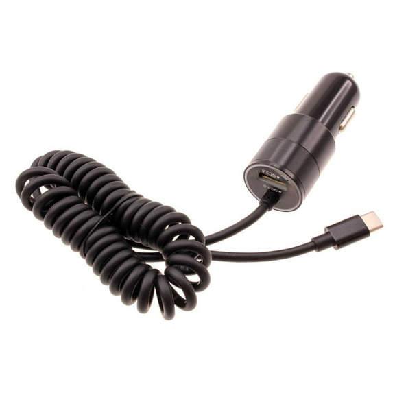 36W Fast Car Charger for Nokia G90/G100 - USB-C Power Adapter Coiled Type-C Cable Extra USB Port DC Socket Quick Charge for Nokia G90/G100