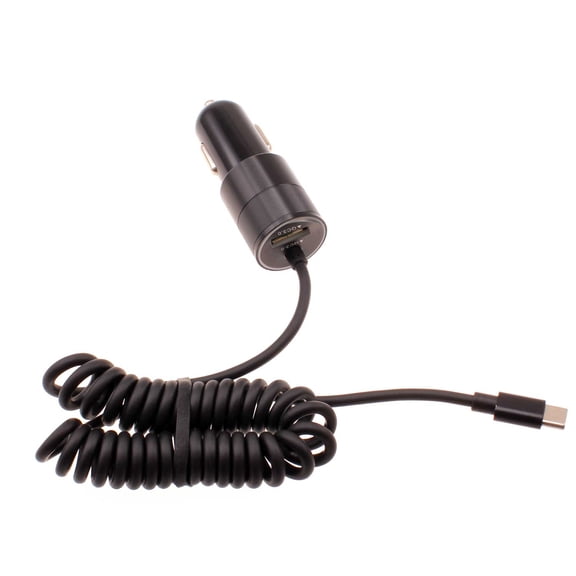 36W Fast Car Charger for Samsung Galaxy S23/S22/S21/S20/Ultra/Plus - USB-C Power Adapter Coiled Type-C Cable Extra USB Port DC Socket Quick Charge