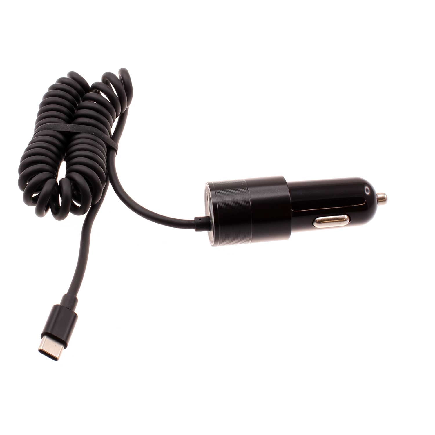 36W Fast Car Charger for TCL NxtPaper 11/Tab 11 - USB-C Power Adapter Coiled Type-C Cable Extra USB Port DC Socket Quick Charge