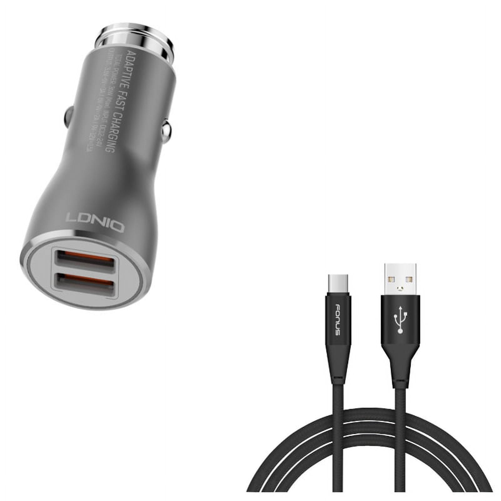36W Fast Car Charger w Type-C 6ft USB Cable for Google Pixel 6/Pro - 2-Port USB Type-C Cable Power, Charger Cord Power Wire Z7V Compatible With Google Pixel 6/Pro