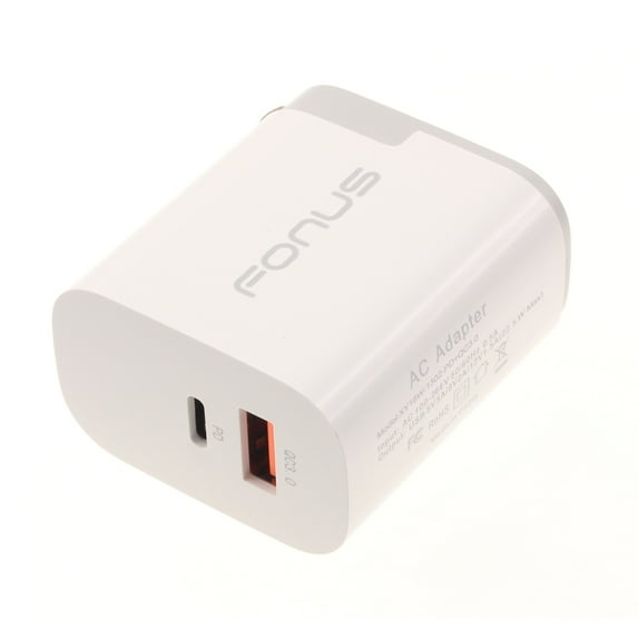 36W Fast Home Charger for Nokia G100/G300/G310 5G - 2-Port USB Type-C Port Travel Wall Power