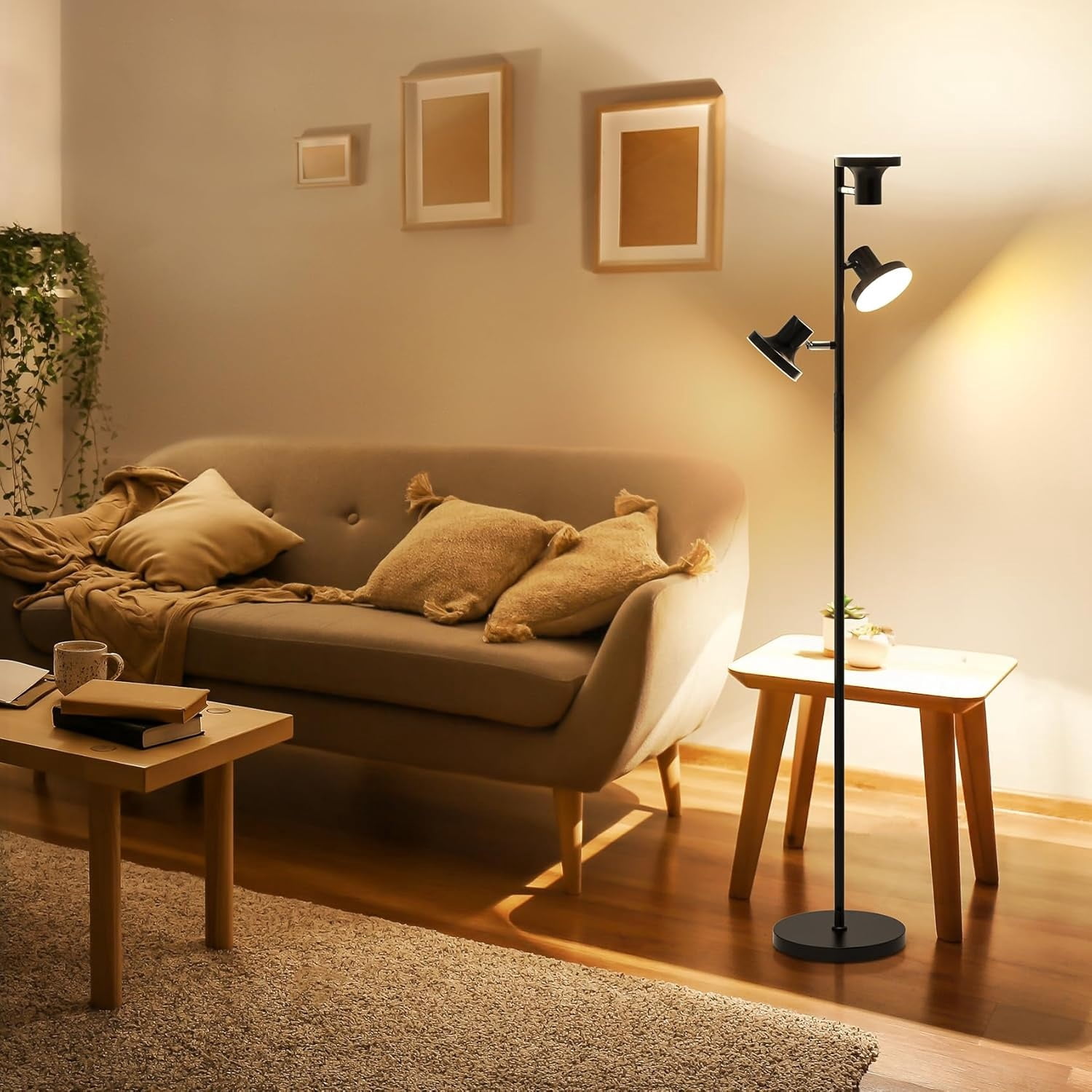 36W LED Floor Lamp, Modern Dimmable Standing Lamp with Remote & Touch Control, 4 Color Temperatures, 3 Rotatable LED Light Floor Lamps for Living Room, Bedroom, Office